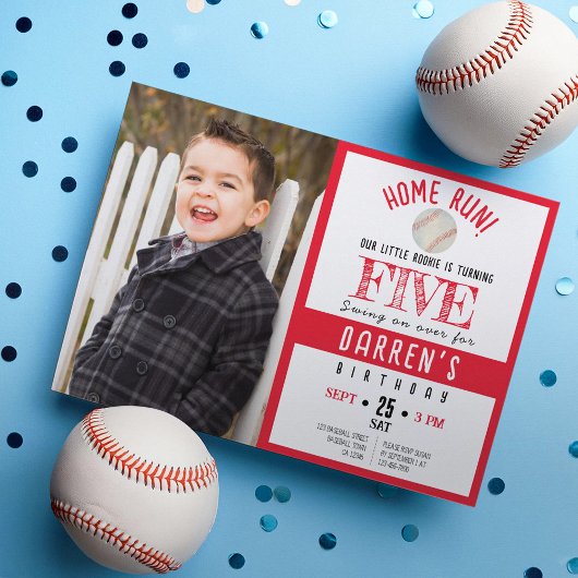 Invitation Photo de base-ball de l'aquarelle Cute