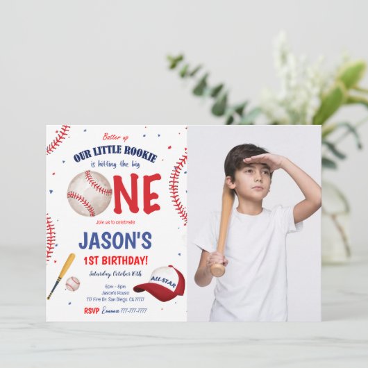 Invitation photo de baseball (Debout devant)