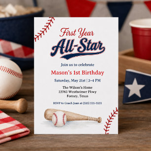 Invitation Photo de baseball All-Star de première année pour