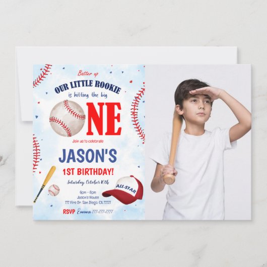 Invitation photo de baseball modifiable (Devant)