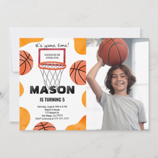 Invitation photo de basketball (Devant)