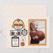 Invitation Photo de basketball Fête d'anniversaire Basket Bal (Devant / Derrière)