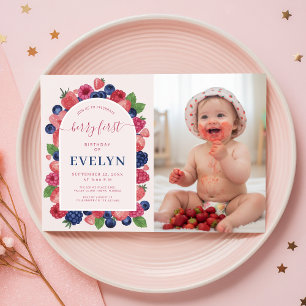 Invitation Photo de bébé aux fruits à l'aquarelle pour un pre