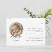 Invitation Photo de bébé catholique en ligne Baptême neutre d (Debout devant)