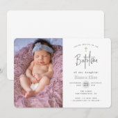 Invitation Photo de bébé moderne Baptême (Devant / Derrière)