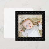 Invitation Photo de bébé noir et blanc pois minuscules (Devant / Derrière)