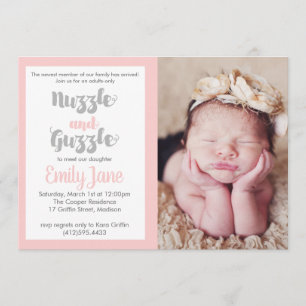 Invitation photo de bébé Nuzzle et Guzzle