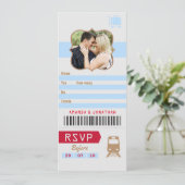Invitation Photo de billet de train de réponse de mariage rét (Debout devant)