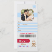 Invitation Photo de billet de train de réponse de mariage rét (Devant)