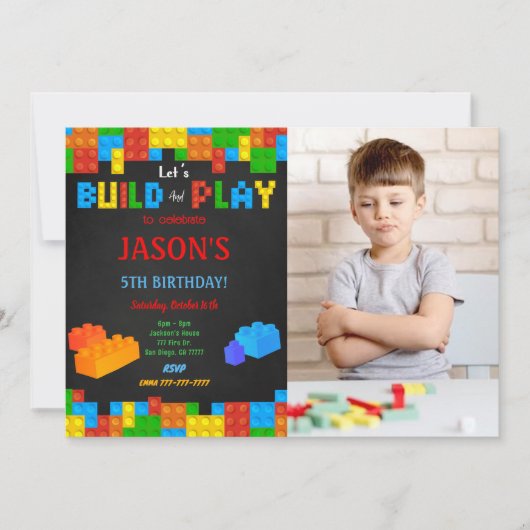 Invitation photo de bloc modifiable (Devant)