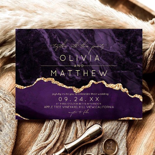 Invitation photo de Boho Purple Mariage moderne