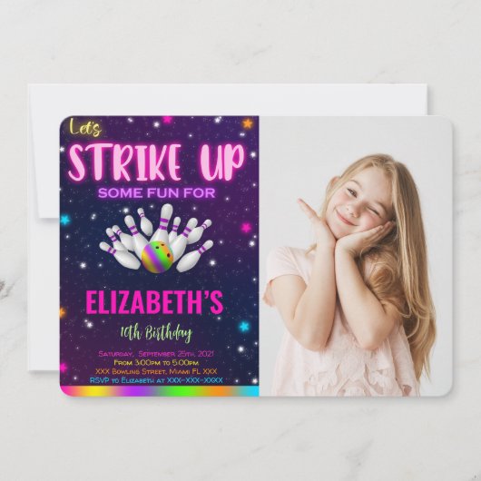 Invitation photo de bowling (Devant)