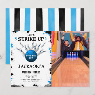 Invitation photo de Bowling Bleu
