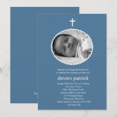 Invitation Photo de cadre à paille Baptême/Christening Invita (Devant / Derrière)