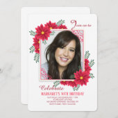 Invitation photo de cadre de fleurs rouges (Devant / Derrière)