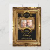 Invitation Photo de cadre doré pour fête du 50e anniversaire (Devant)