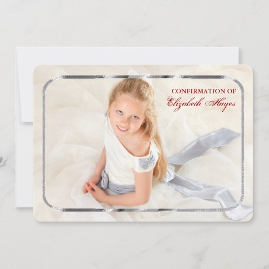 Invitation photo de cadre en argent mince (Devant)