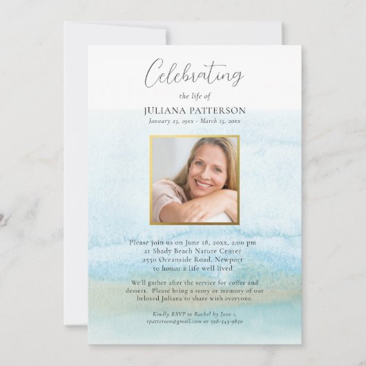 Invitation Photo de célébration de vie à la plage de sable à  (Devant)