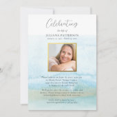 Invitation Photo de célébration de vie à l'aquarelle sur une  (Devant)