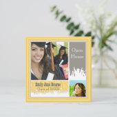 Invitation Photo de classe senior Gray & Yellow promotion 201 (Debout devant)