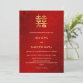 Invitation Photo de code QR | Mariage chinois or rouge (Debout devant)