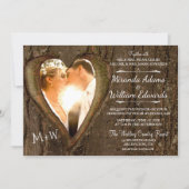 Invitation Photo de cœur d'arbre en bois rustique pour mariag (Devant)