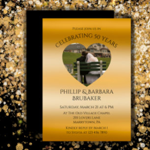 Invitation Photo de coeur moderne 50e anniversaire de Mariage