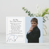 Invitation Photo de communion du Rosaire bleu (Debout devant)