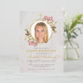 Invitation Photo de confirmation de la fille Orchidées roses (Debout devant)