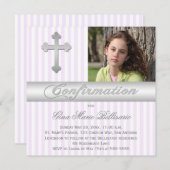 Invitation photo de confirmation de White Purple S (Devant / Derrière)