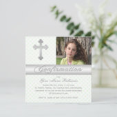 Invitation photo de confirmation des Pois verts bl (Debout devant)