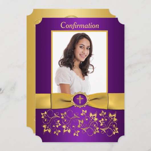 Invitation Photo de confirmation en forme de billet imprimé R (Devant / Derrière)