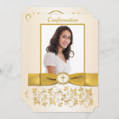 Invitation Photo de confirmation en forme de ticket RIBBON IM (Devant / Derrière)