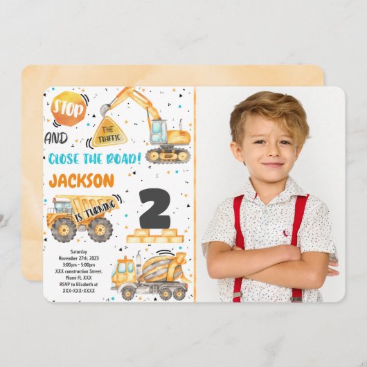 Invitation photo de construction (Devant / Derrière)