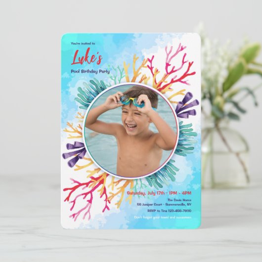 Invitation Photo de corail de mer (Debout devant)