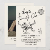 Invitation Photo de côte de la vilebrequin tirée à la main 21 (Devant / Derrière)