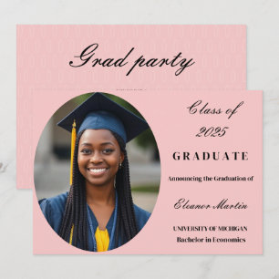 Invitation photo de couleur rose vif