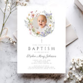 Invitation Photo de couronne Fleur sauvage florale Baptême