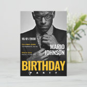 Invitation Photo de couverture de magazine élégant pour anniv (Debout devant)