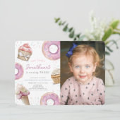 Invitation Photo de Cupcake rose Little Sweetheart (Debout devant)