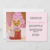 Invitation Photo de Cute Christmas Dog avec Pink Bow & Tree (Devant)