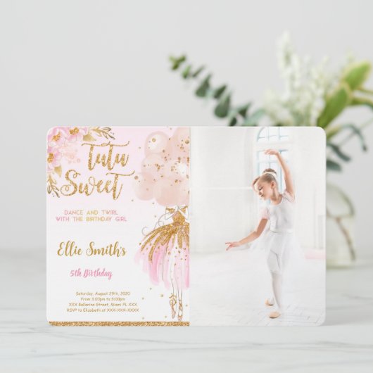 Invitation photo de danseuse modifiable (Debout devant)