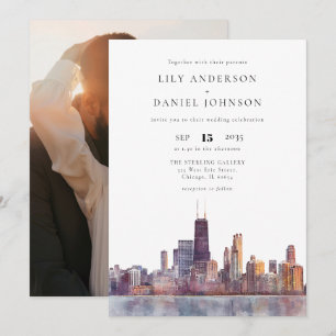 Invitation Photo de destination de la skyline de Chicago pour