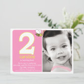 Invitation photo de deux ans de Sweet Buzzy Bee (Debout devant)