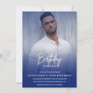 Invitation Photo de dîner hommes Bleu marine 52e anniversaire