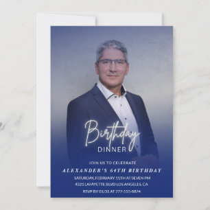 Invitation Photo de dîner hommes Bleu marine 64e anniversaire