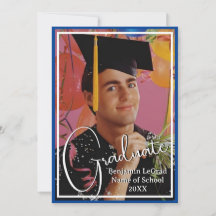 Photo de diplôme Note personnalisée Bleu et blanc