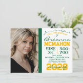 Invitation photo de diplôme vert, or et blanc (Debout devant)