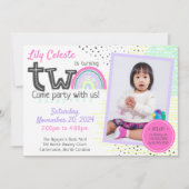 Invitation Photo de Doodles Kawaii pour le 2ème anniversaire  (Devant)