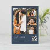 Invitation Photo de douche de la Marine Blue Couple Code QR (Debout devant)